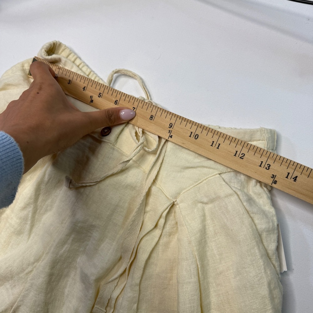 Nwt Free People Yellow Linen Blend Pleated Drawstring Shorts Relaxed Fit XS TP - Picture 3 of 8